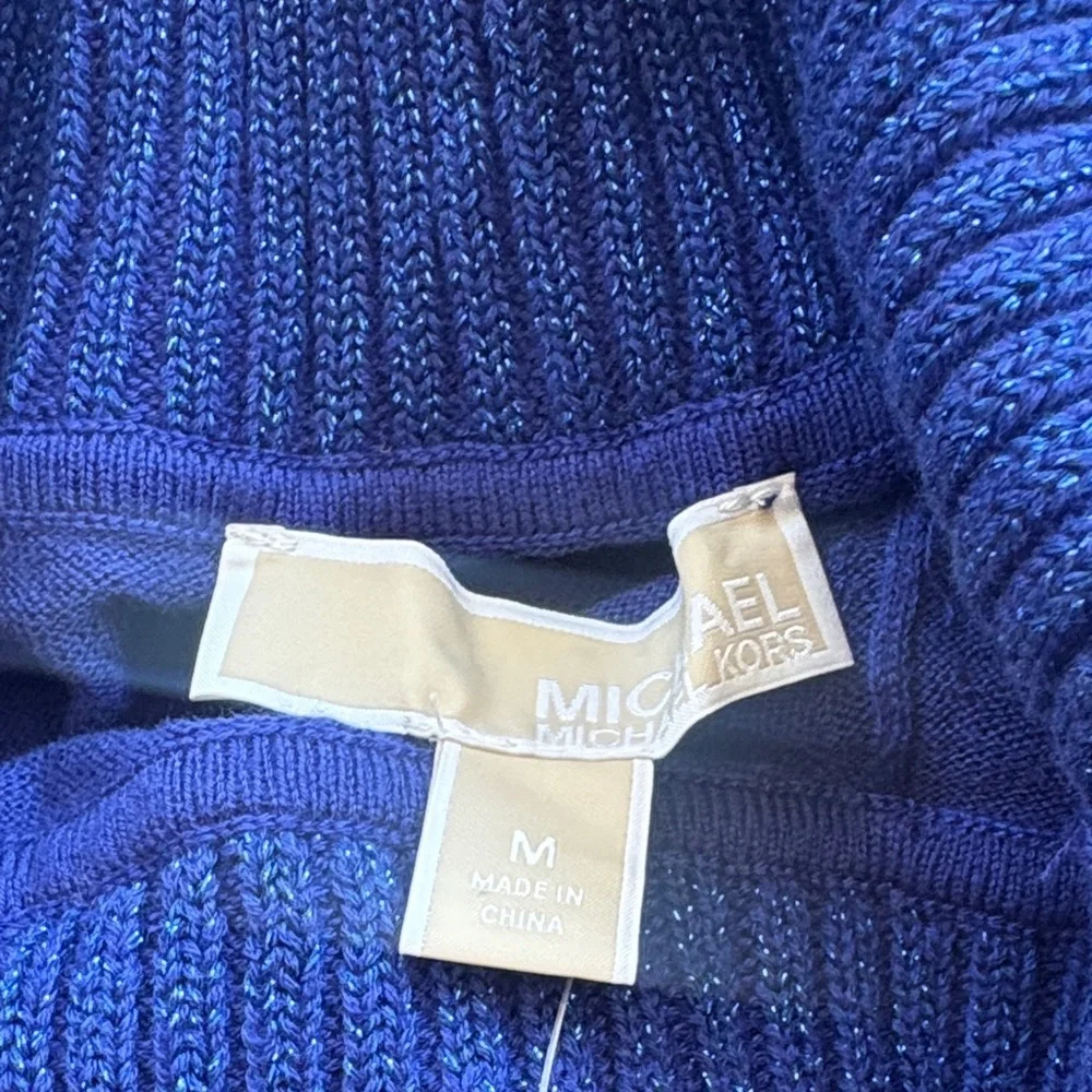 Michael Kors Women's Off-the-Shoulder Fold-Over Collar Sweater in Royal Blue